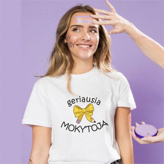 Marškinėliai Mokytojai su užrašu, Geriausia Mokytoja