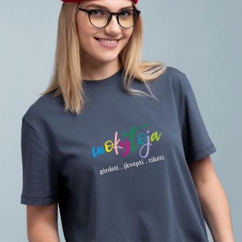 Marškinėliai Mokytojai su užrašu, Girdėti Įkvėpti Tikėti