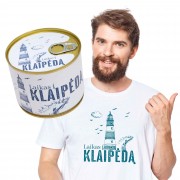 Marškinėliai su užrašu, Laikas į Klaipėdą, Skardinėje