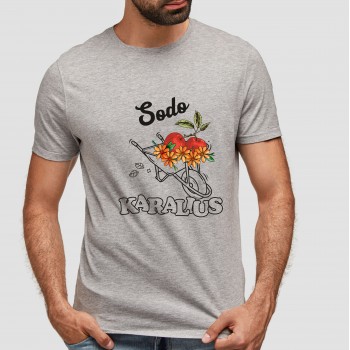 Marškinėliai Su Karučio Ir Gėlių Piešiniu Bei Užrašu, Sodo Karalius
