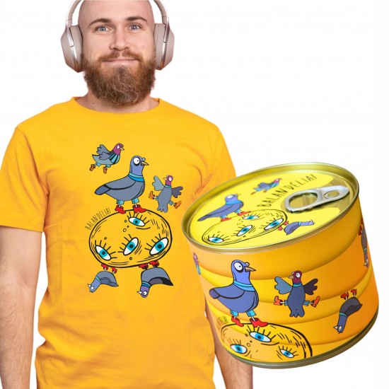 Marškinėliai skardinėje su Balandėliais