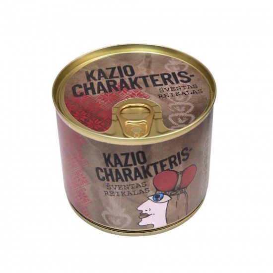 Marškinėliai su užrašu, Kazio Charakteris, Skardinėje