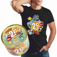 Marškinėliai skardinėje su užrašu, Pyst ir 25 Marškinėliai skardinėje su užrašu, Pyst ir 25