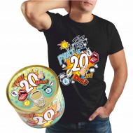 Marškinėliai skardinėje su užrašu, Pyst ir 20 Marškinėliai skardinėje su užrašu, Pyst ir 20