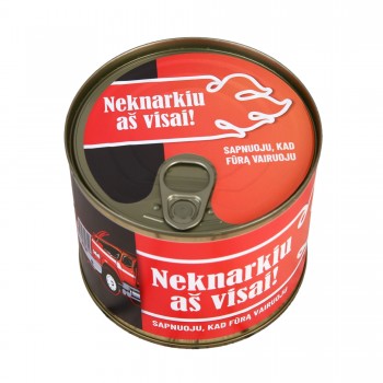 Marškinėliai skardinėje. NEKNARKIU Marškinėliai skardinėje. NEKNARKIU