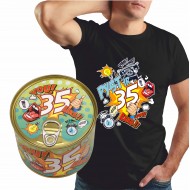 Marškinėliai skardinėje su pasirenkamais gimtadienio metais, Pyst ir 30/40