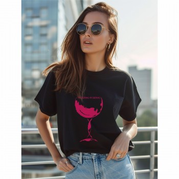 Marškinėliai su vyno taure ir užrašu, Tik Geriau Ir Geriau 