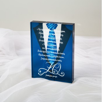 Sveikinimas stikle jubiliejui su linkėjimu, mėlynas Sveikinimas stikle jubiliejui su linkėjimu, mėlynas