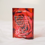 Sveikinimas stikle jubiliejui su linkėjimu, raudonas Sveikinimas stikle jubiliejui su linkėjimu, raudonas